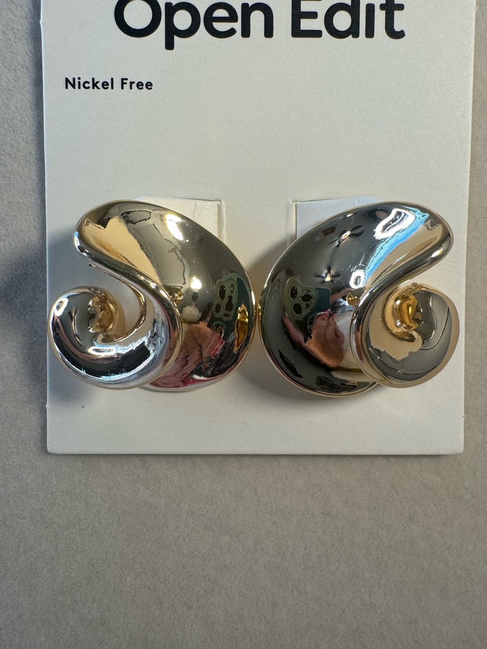 New Open Edit Gold Tone Swirl Earrings